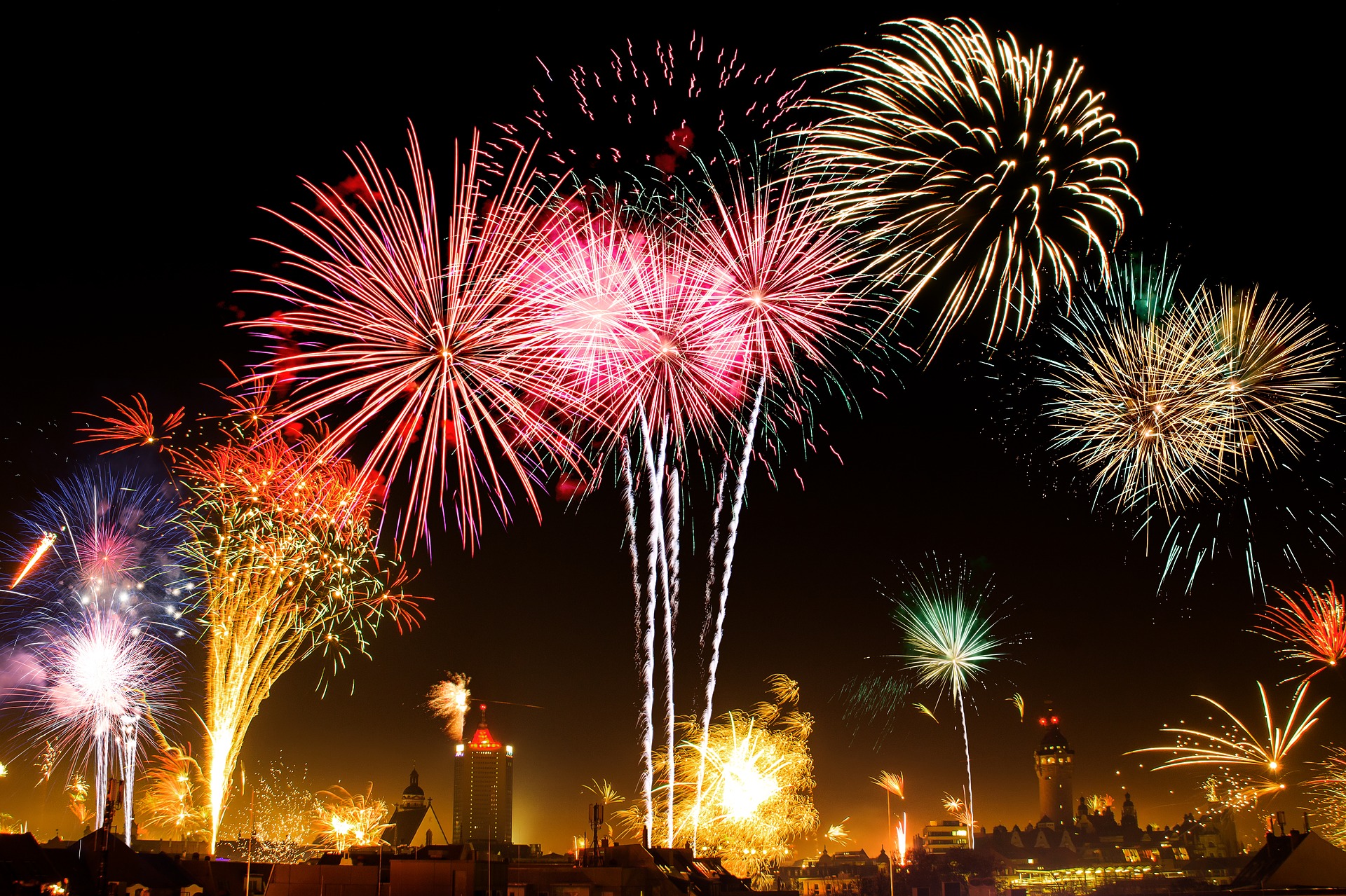 colorful fireworks against a dark sky